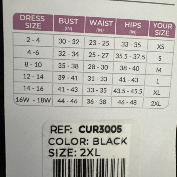 CURVEEZ Women's Plus 2XL Second Skin Hip Hugger Bodysuit Under Bust Black NWT - Picture 15 of 16